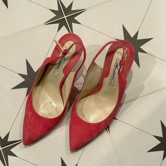 Brian Atwood pink suede slingbacks